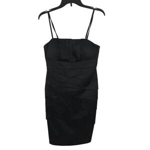 Poetry Clothing Womens Black Ruched Tiered‎ Cocktail Dress Large LBD Pleated L
